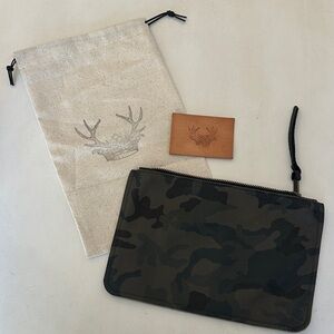 Leather Camouflage Zippered Pouch